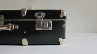 Navy suitcase with wood detail