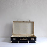 Navy suitcase with wood detail