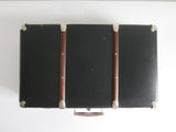 Navy suitcase with wood detail