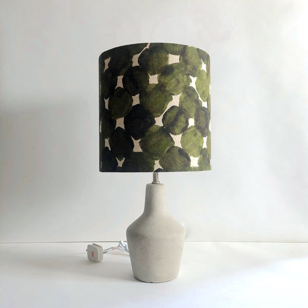 Concrete + olive dot shade lamp
