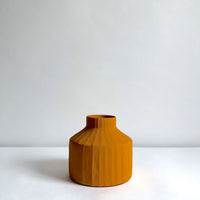 Mustard ribbed ceramic vase