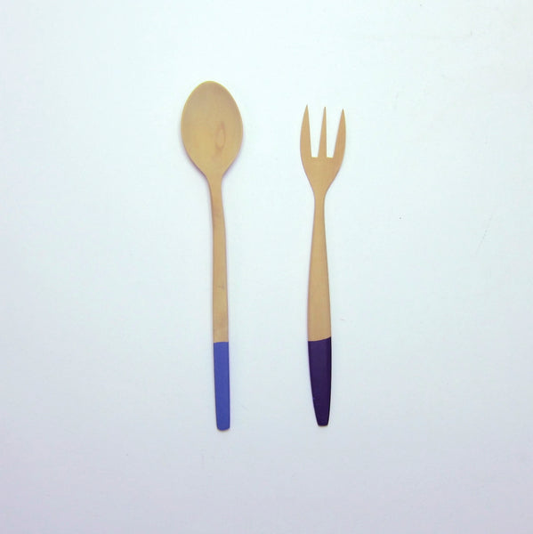 Dipped wood spoon + fork
