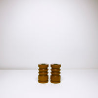 Pair midcentury wood candle holders