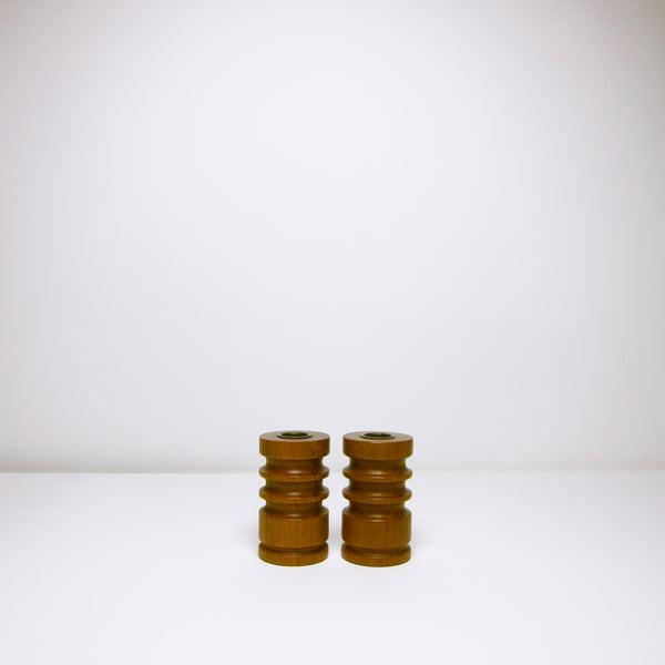 Pair midcentury wood candle holders