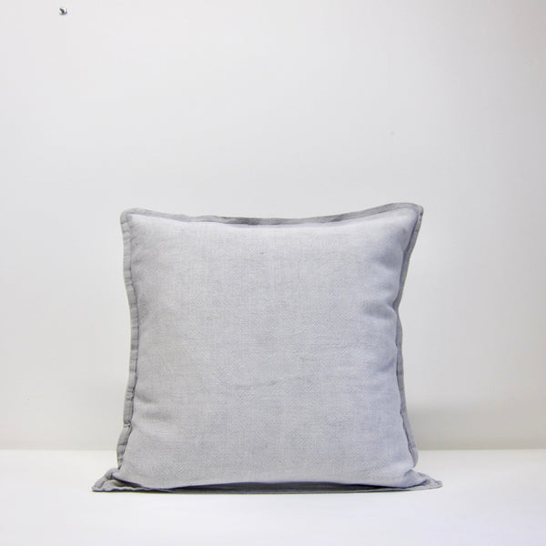 Pale grey weaved linen cushion
