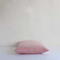 Pale pink cotton velvet cushion