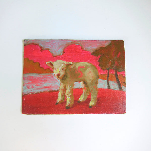 Pink lamb painting