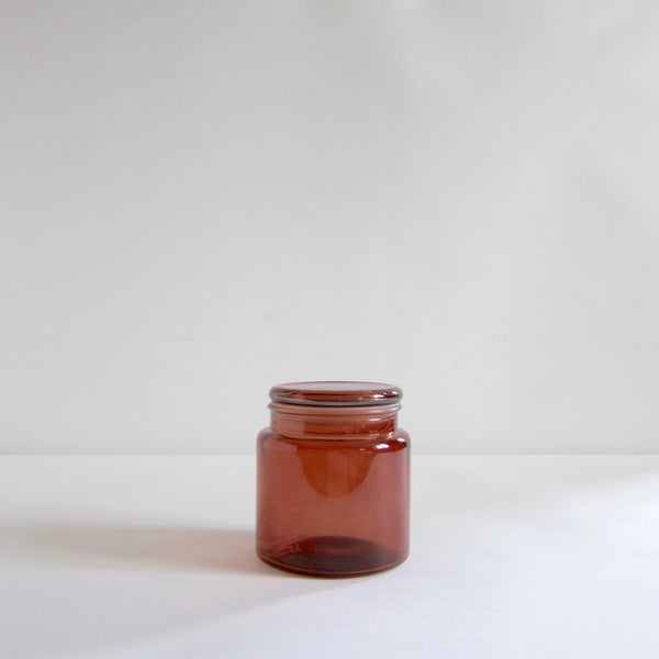 Pink glass lidded jar