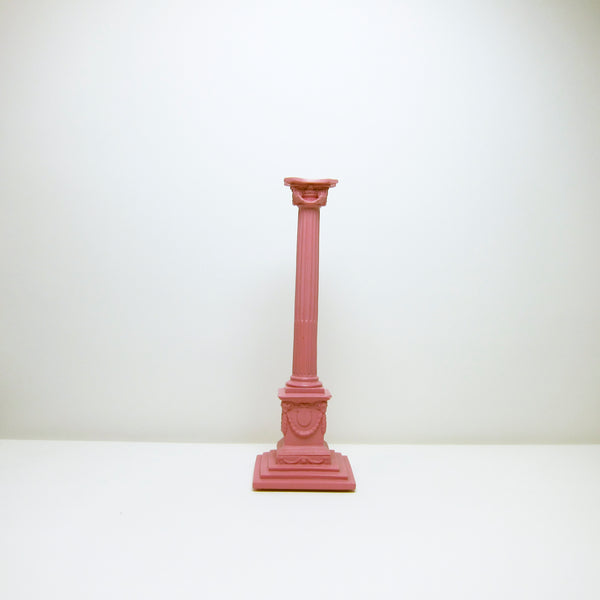 Ornate pink resin candle holder