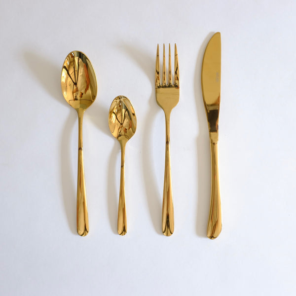 Polished gold cutlery set