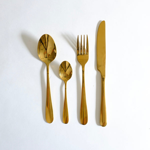 Dark gold polished cutlery 24pc