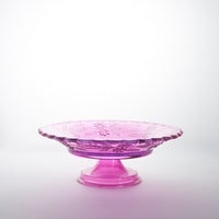 Purple cut glass cake stand