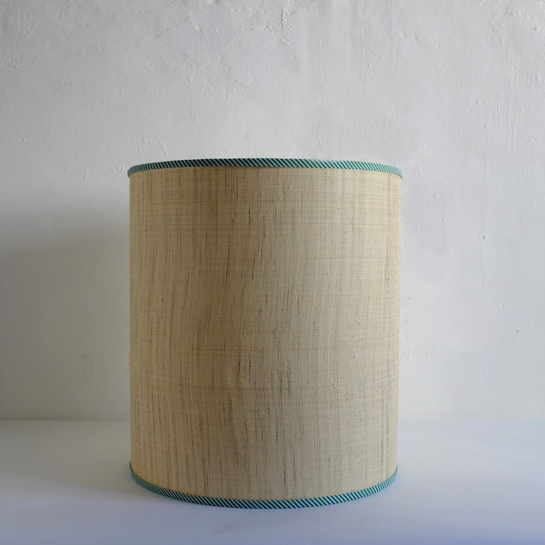 Large raffia lamp shade with striped detail