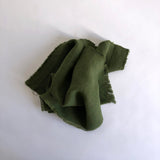 Raw edge heavy olive linen napkin