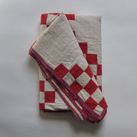 Vintage red + white chequered Irish quilt