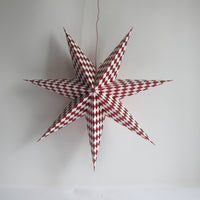 Red + white harlequin paper star light