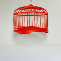 Red bamboo bird cage