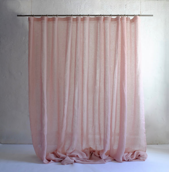 Pale pink sheer linen curtain