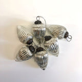 Silver glass tear drop baubles: Set of 6