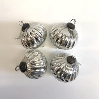 Silver snow drop baubles: Set of 4