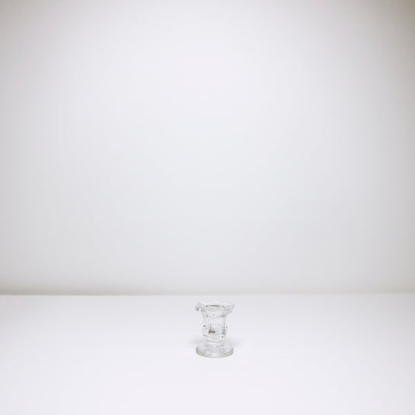 Vintage short cut glass candle holder