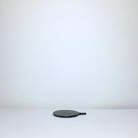 Black round wood tray