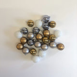 Small bronze + grey baubles: Set of 36