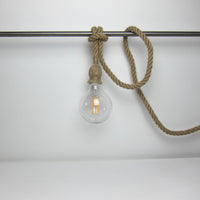 Rope pendant + clear glass bulb