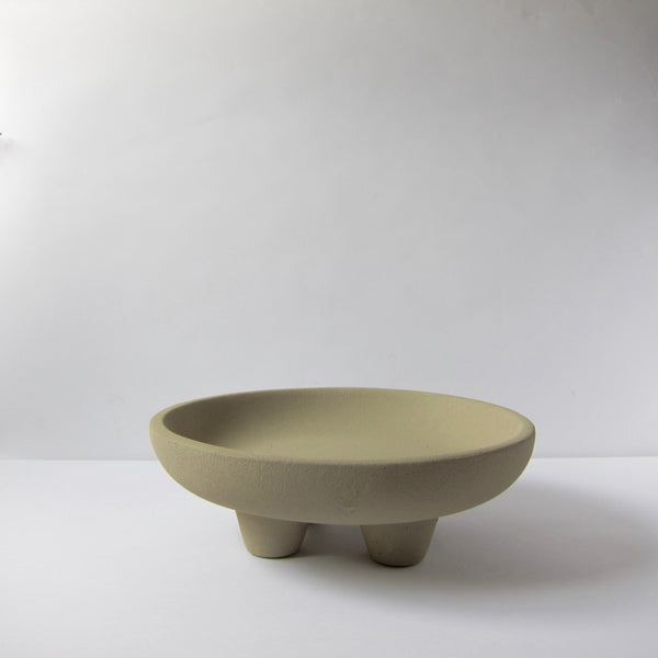 Textured ceramic footed bowl
