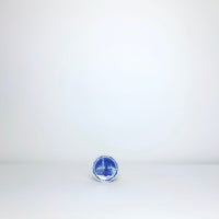 Small round blue + whites plates