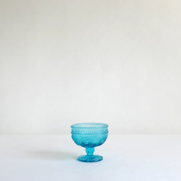 Turquoise glass sundae bowl