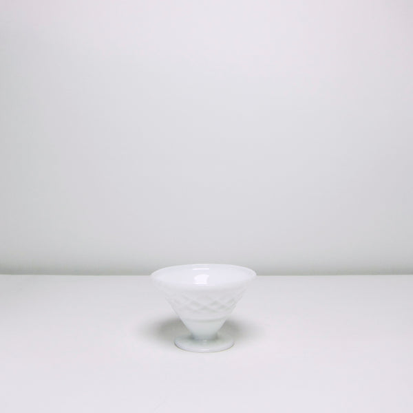 Low milk glass funnel shaped bowl 