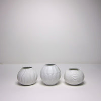 60's relief unglazed vase: set of three