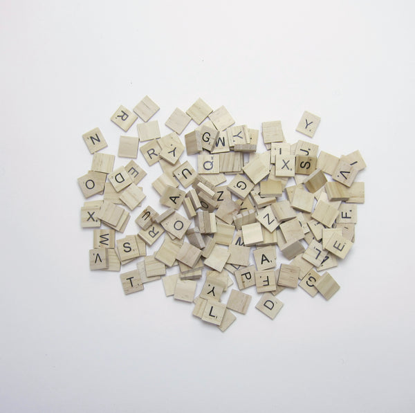 Wood scrabble letters