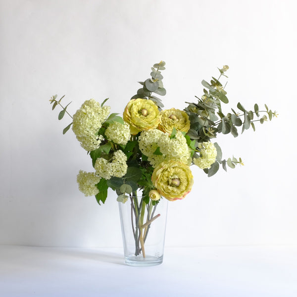 Faux yellow + green floral arrangement