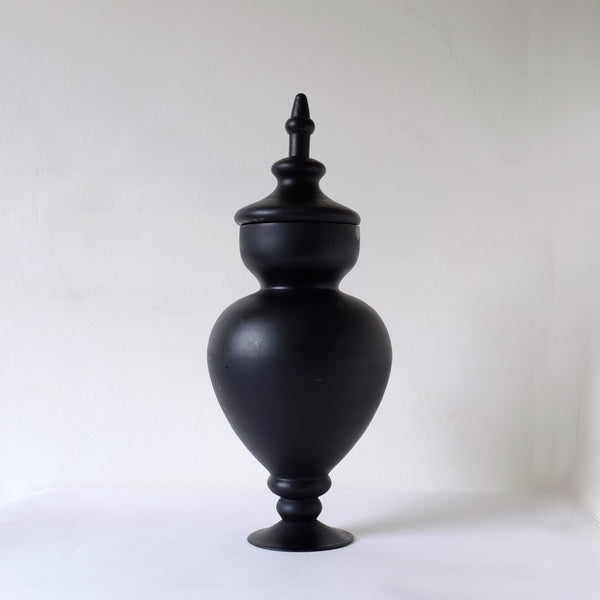 Matt black glass urn