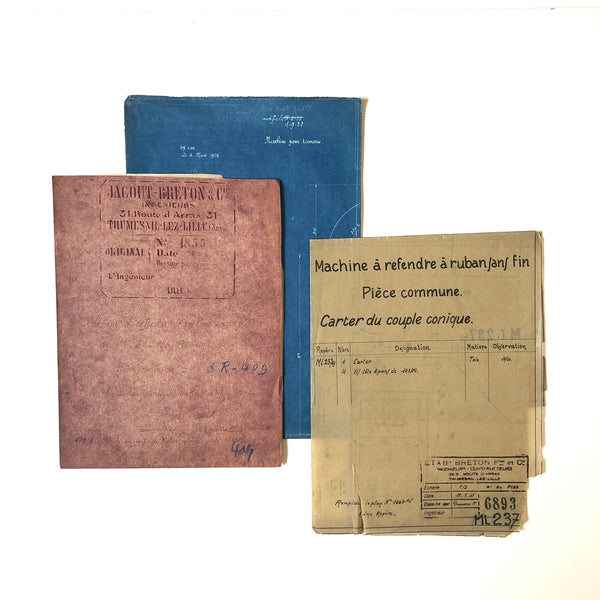 Three vintage French technical drawings