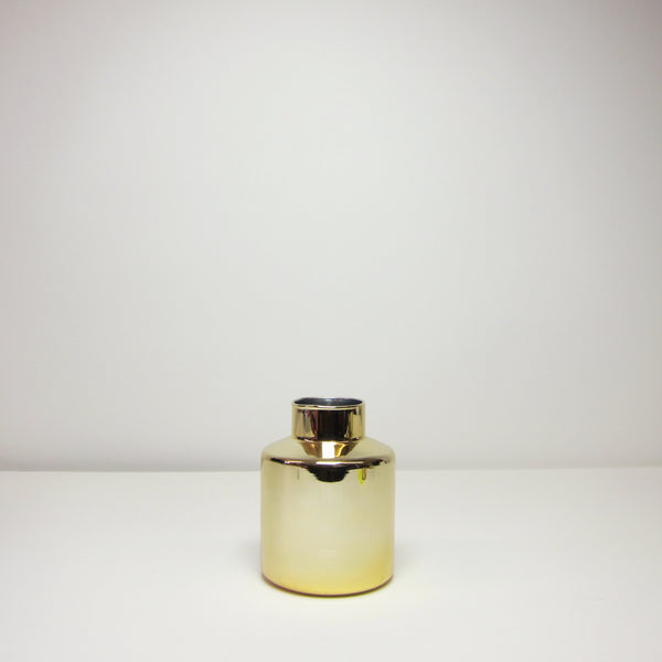 Short gold glass vase