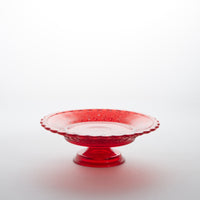 Red cut glass cake stand