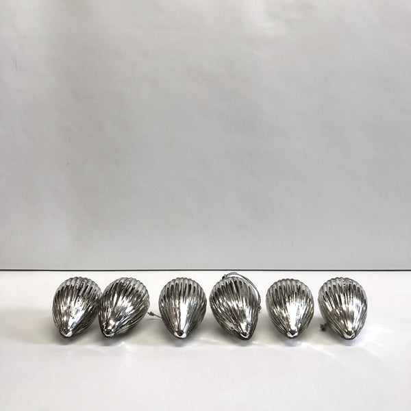 Silver glass tear drop baubles: Set of 6