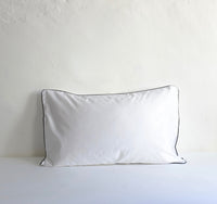 White cotton with charcoal piping pillow case