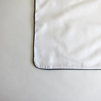 White cotton with charcoal piping pillow case