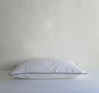 White cotton with charcoal piping pillow case