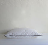 White cotton with charcoal piping pillow case