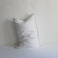 White cotton with charcoal piping pillow case
